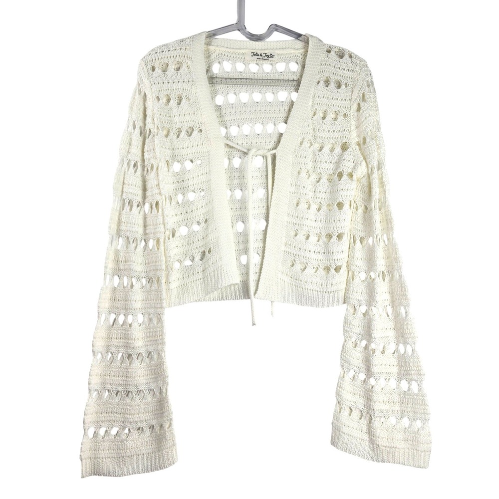 Y2K Womens Crochet Dainty Cardigan Lightweight Sweater Cottage Boho‎ Indie Small